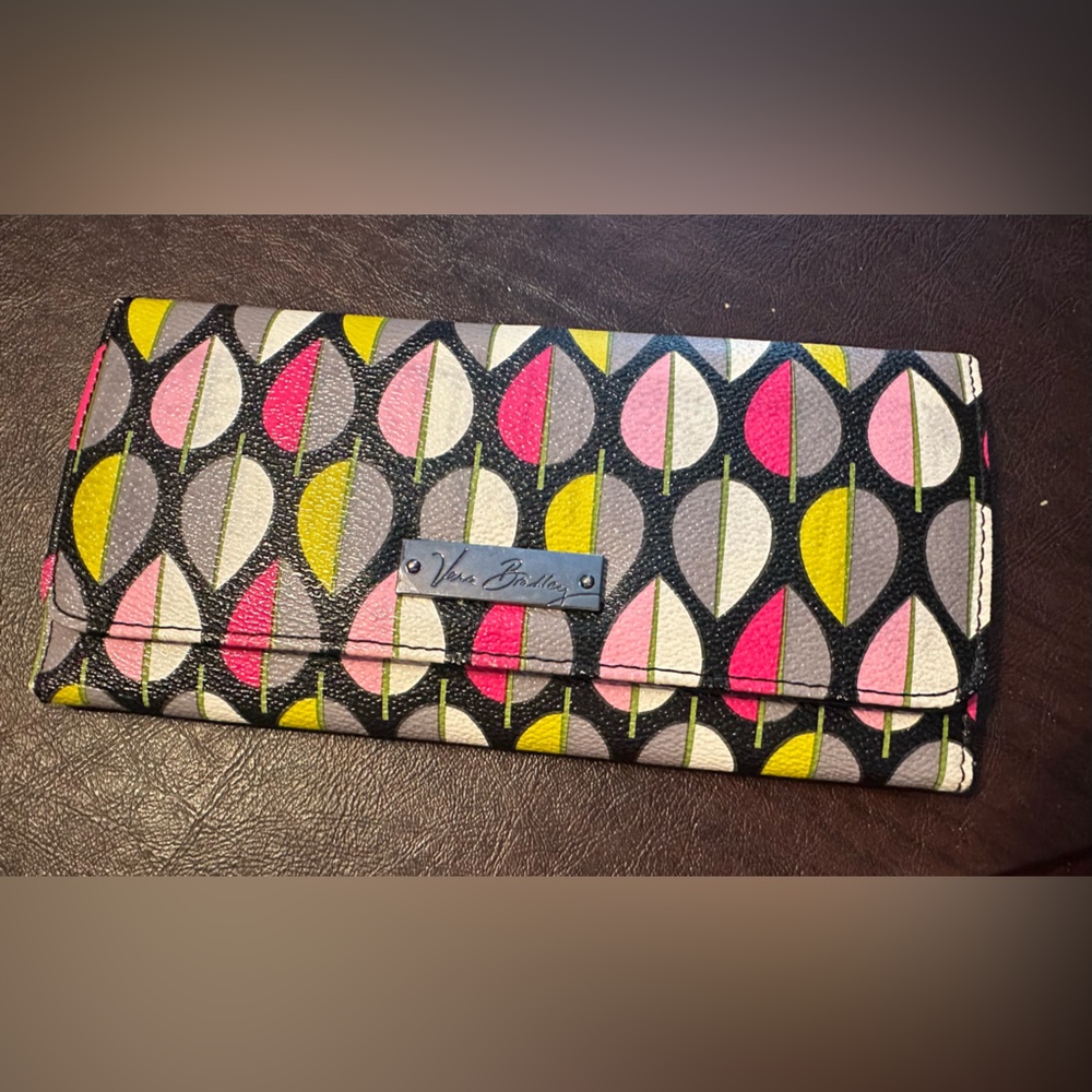 Vera Bradley Pink and Yellow Leaf Pattern Wallet